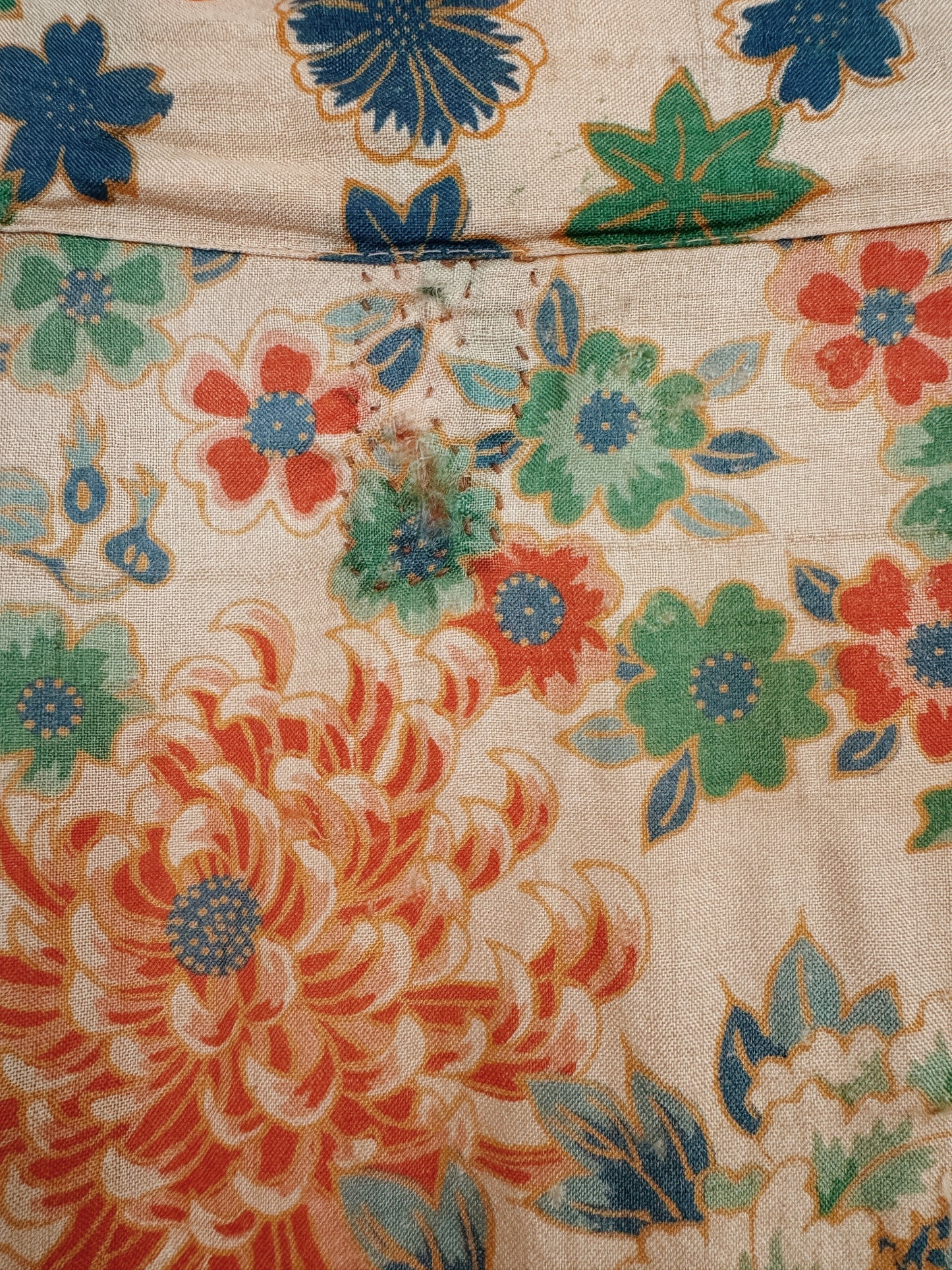1920s Green Printed Pongee Silk Duster Robe