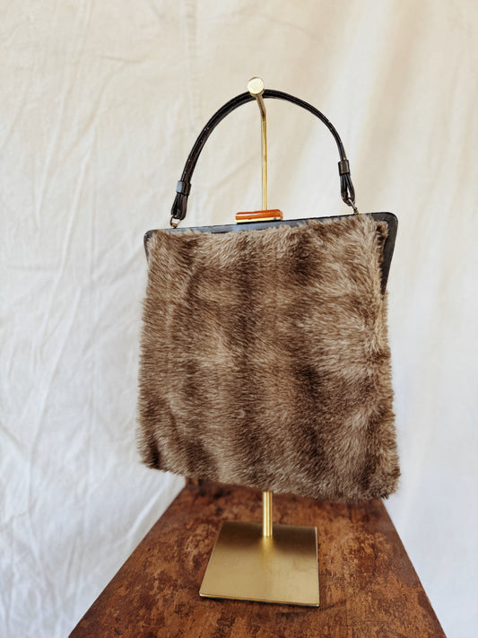 1950s/60s Jumbo Fuzzy Faux Fur Handbag