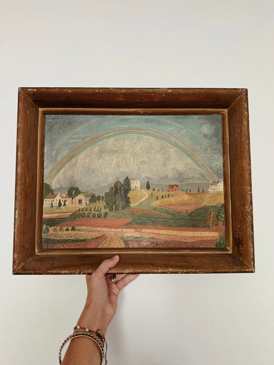 1950s American Folk Art Painting Brook Farm- 15x19”