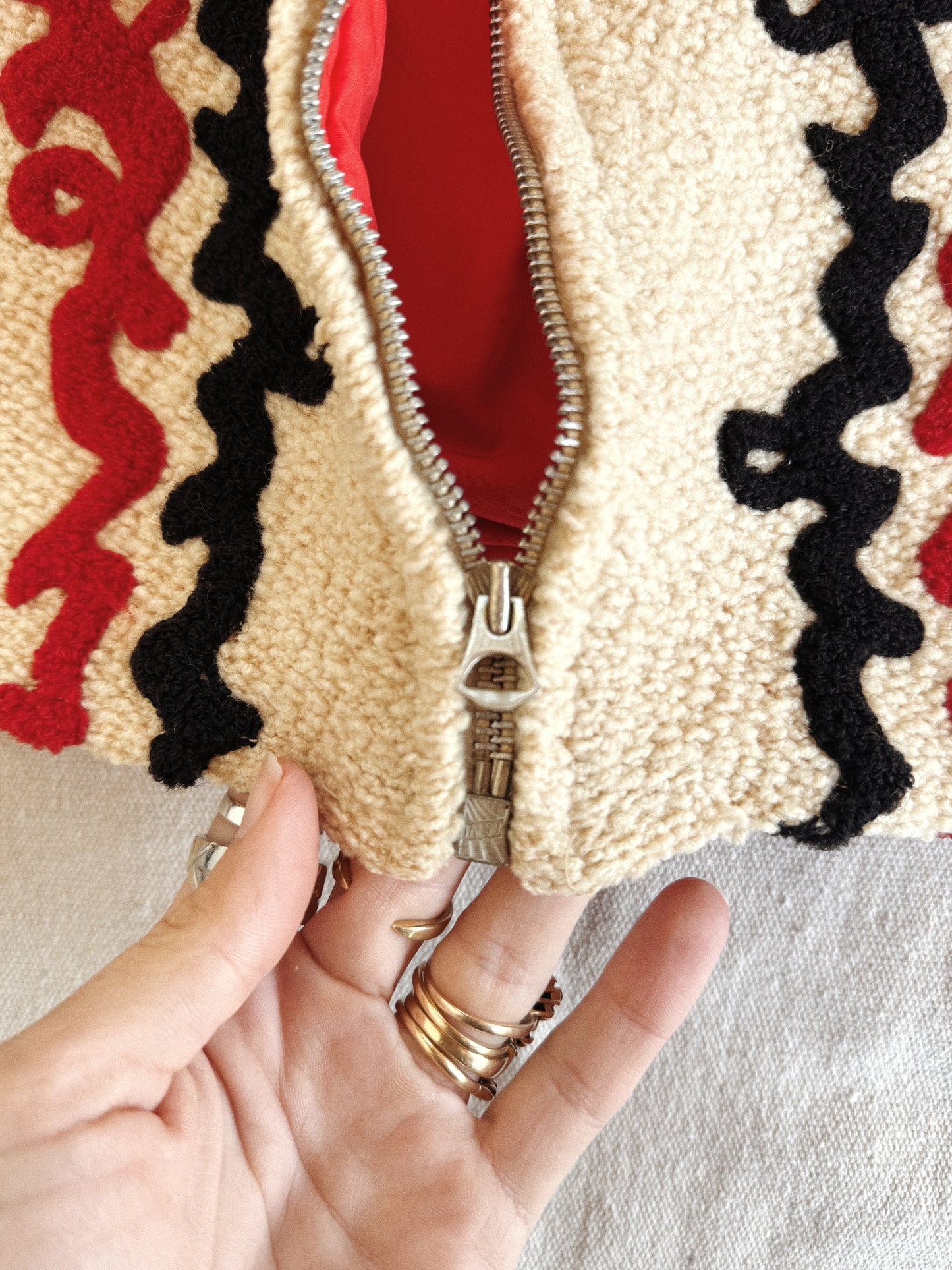 1930s Bouclé + Chenille Cropped Jacket w/ Zipper Front- M