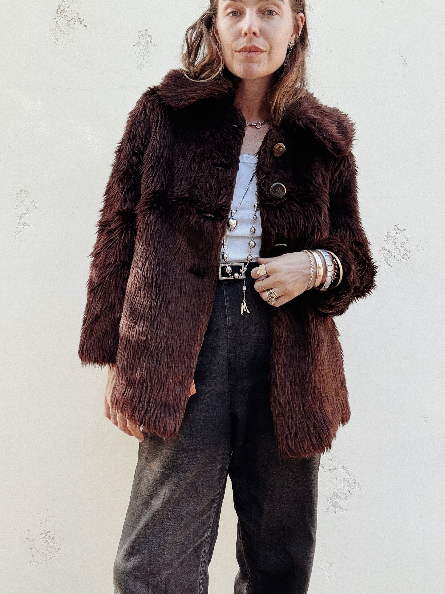 1960s Chocolate Shag Teddy Coat- S/M-M
