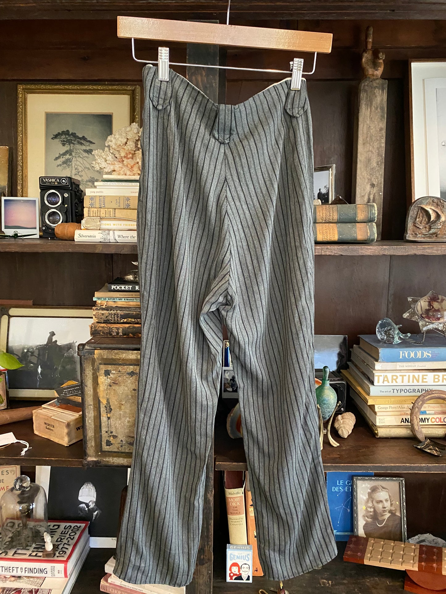1940s Western Pinstripe Rayon Side Zip Pants- 26