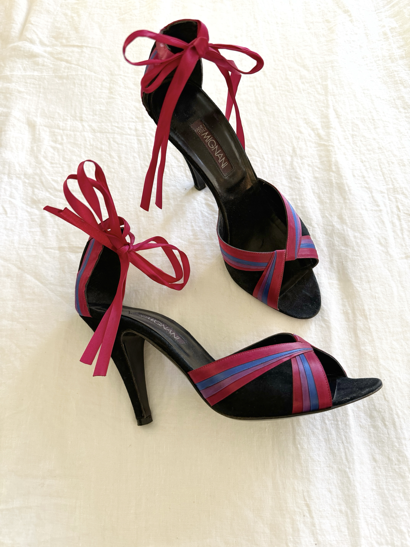 1980s/90s Suede + Satin Ribbon Heels- 8/8.5