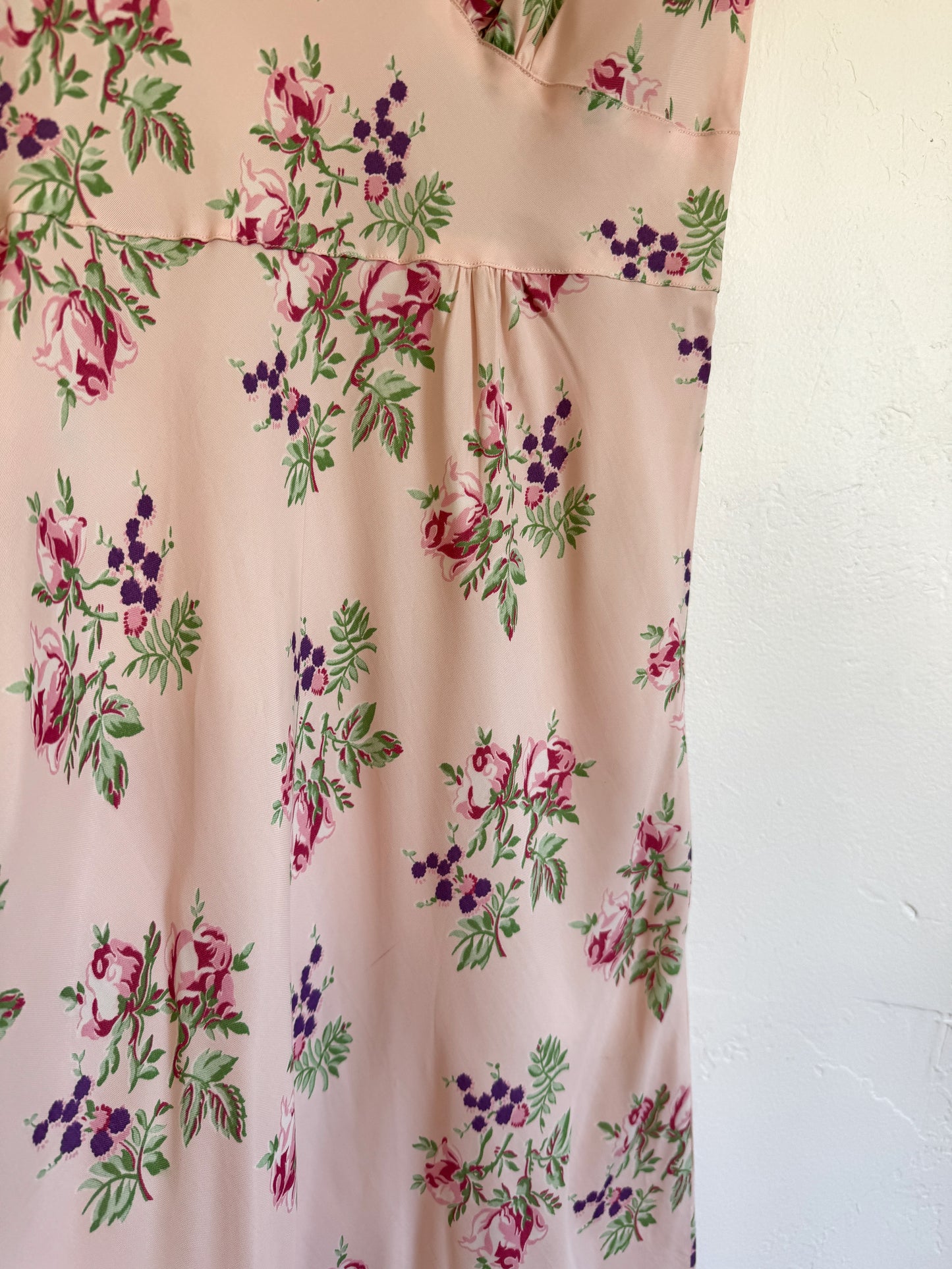 1940s Rose + Berry Rayon Slip Dress- S/M