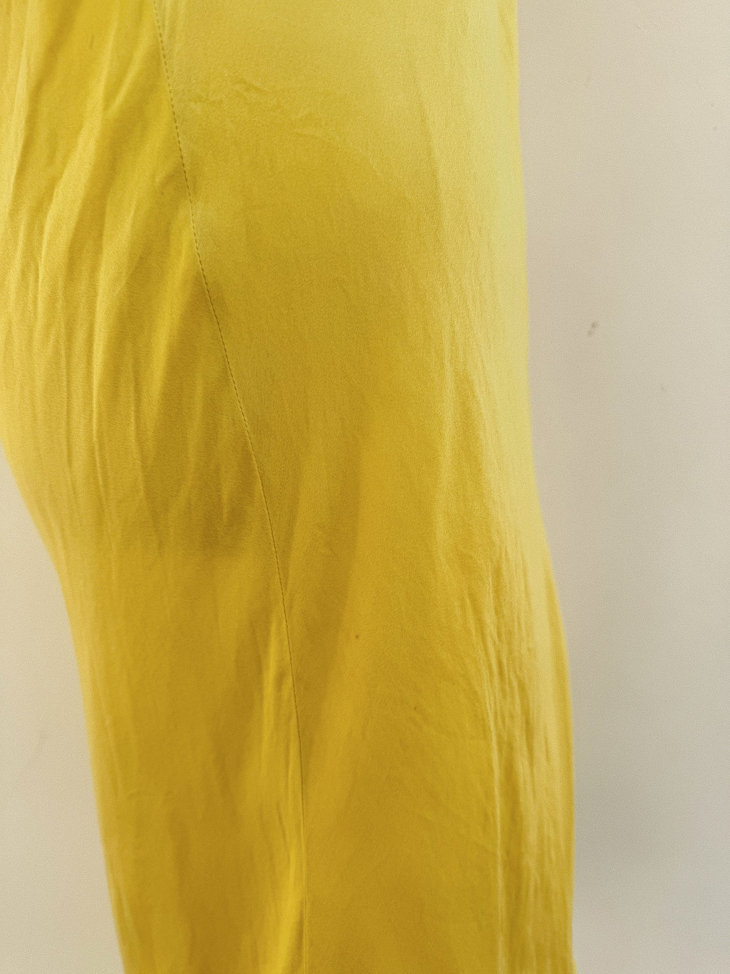 1930s Electric Mustard Silk Slip Dress w/ Floral Lace Inserts- M