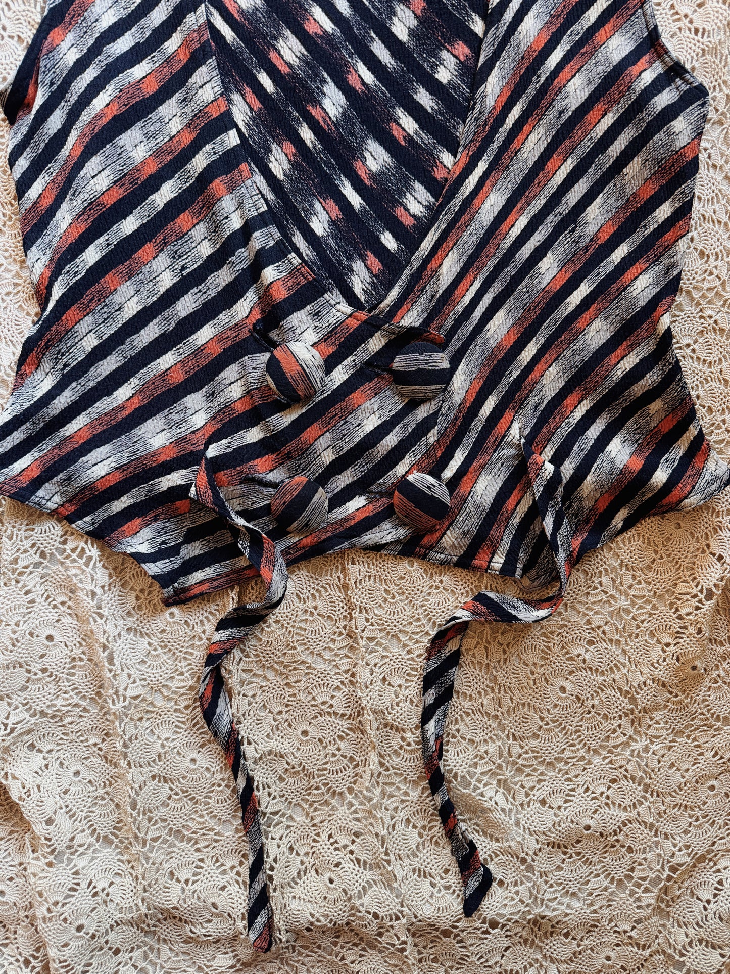 1930s Art Deco Rayon Crepe Waistcoat Top- S/M-M
