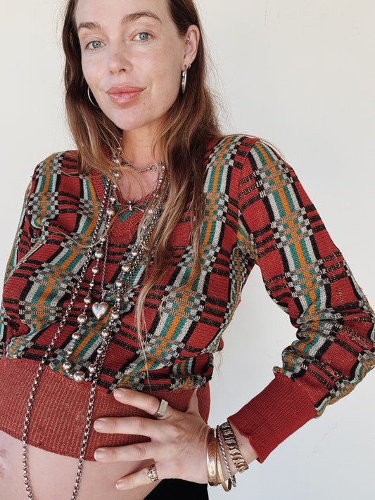 1920s Art Deco Worn Knit Sweater by Bradley- S/M-M