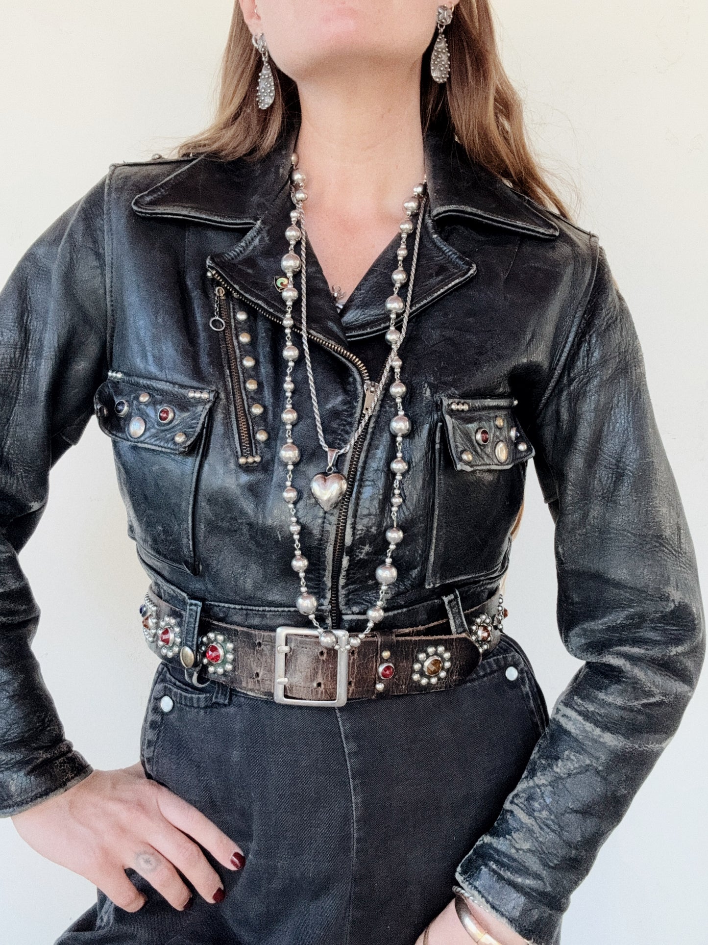 1947 Rare Embellished Harley Davidson Cycle Queen Moto Jacket- S/M
