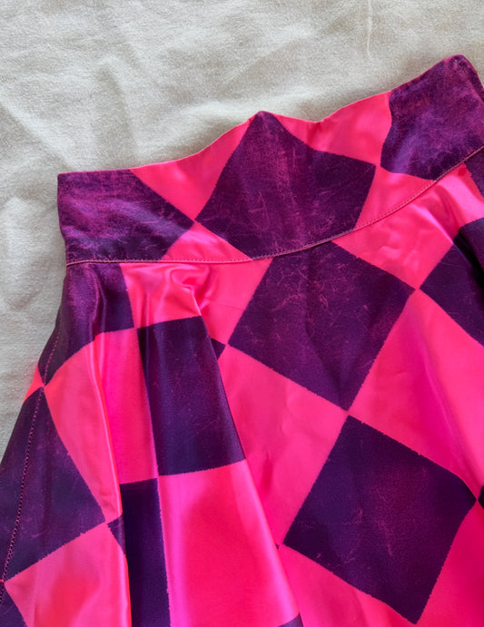 1950s Checkered DayGlo Showgirl Skirt- XS