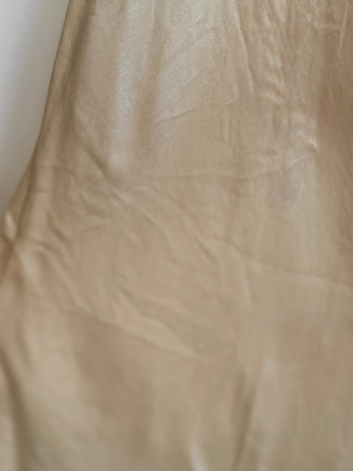 1930s Champagne Silk + French Lace Spaghetti Strap Slip Dress- S- S/M