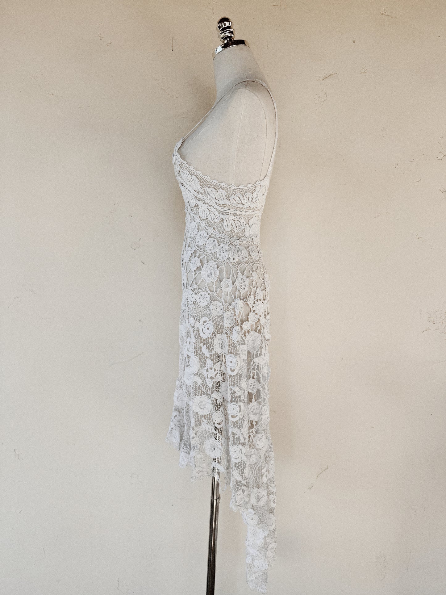 Antique Irish Crocheted High Low Dress- XS-S