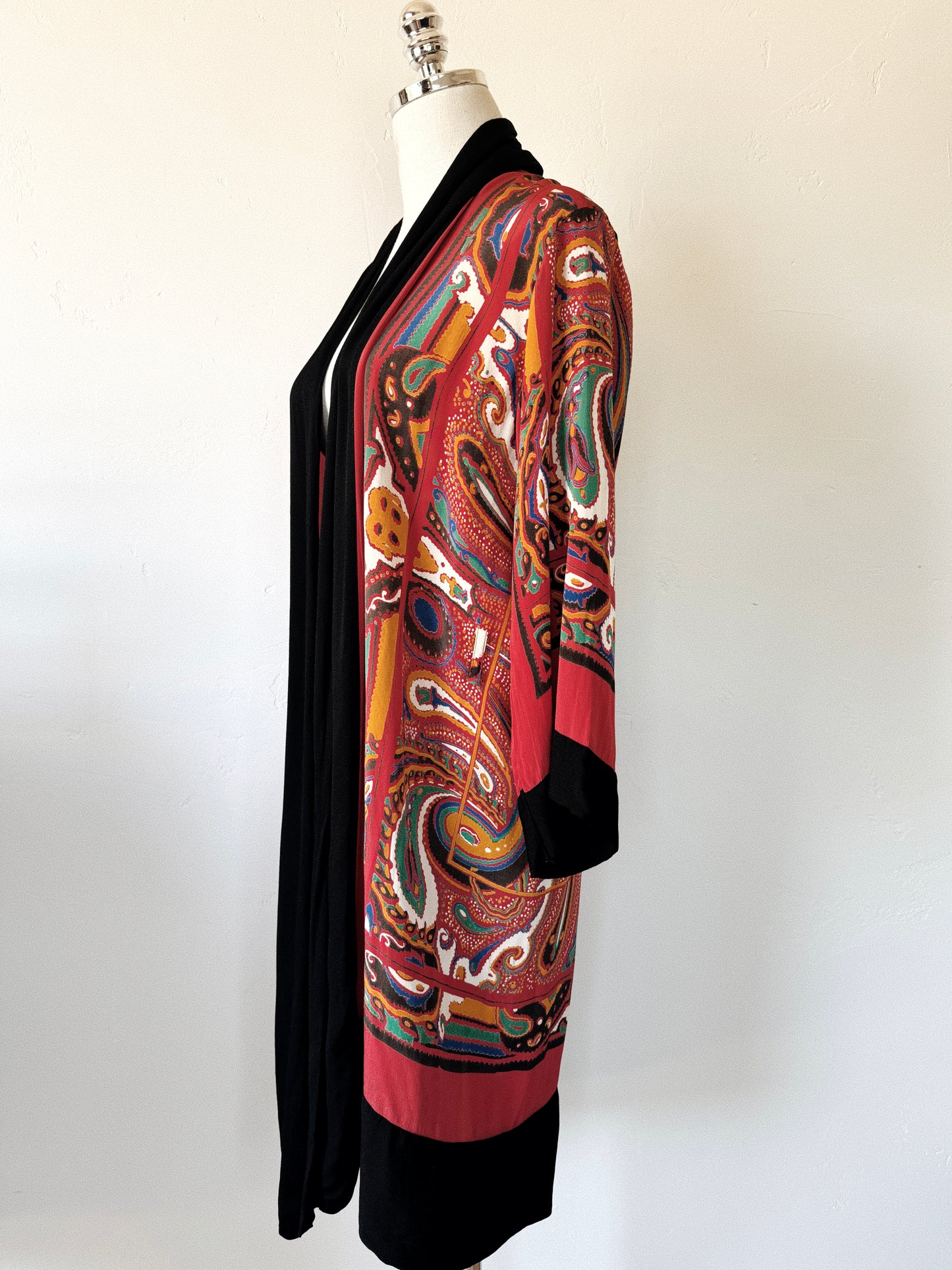 1920s Avant Garde Paisley Silk Crepe Duster Robe- S-L