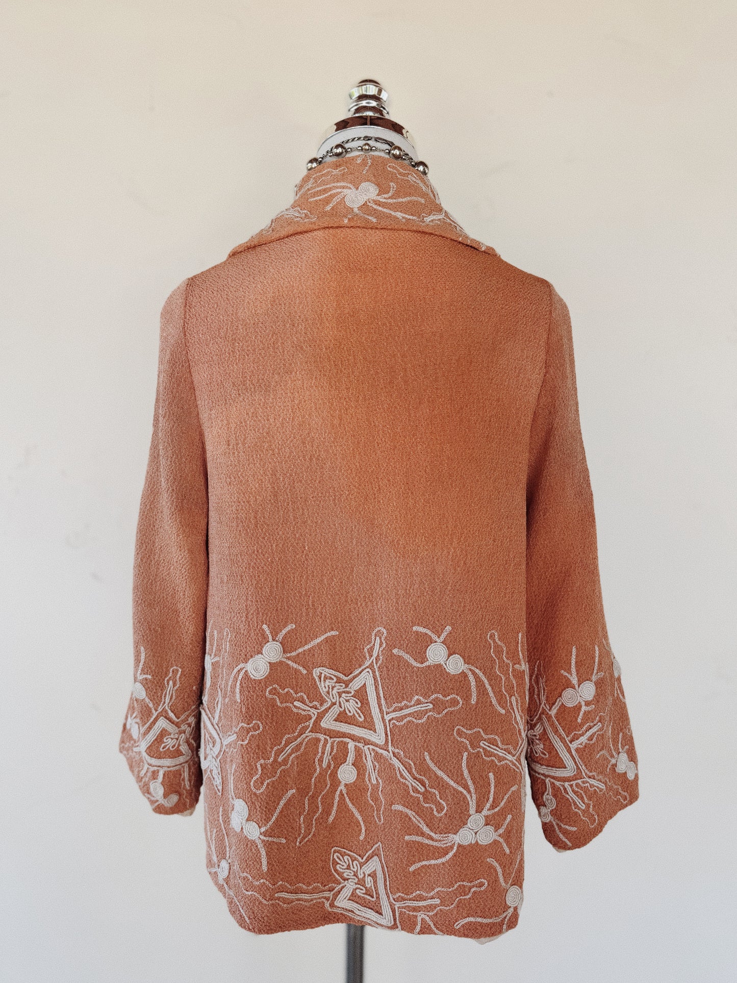 1920s Tangerine Avant Garde Soutache Crepe Jacket- S/M