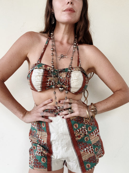 1950s Folk Novelty Print Cotton Play Set- S/M