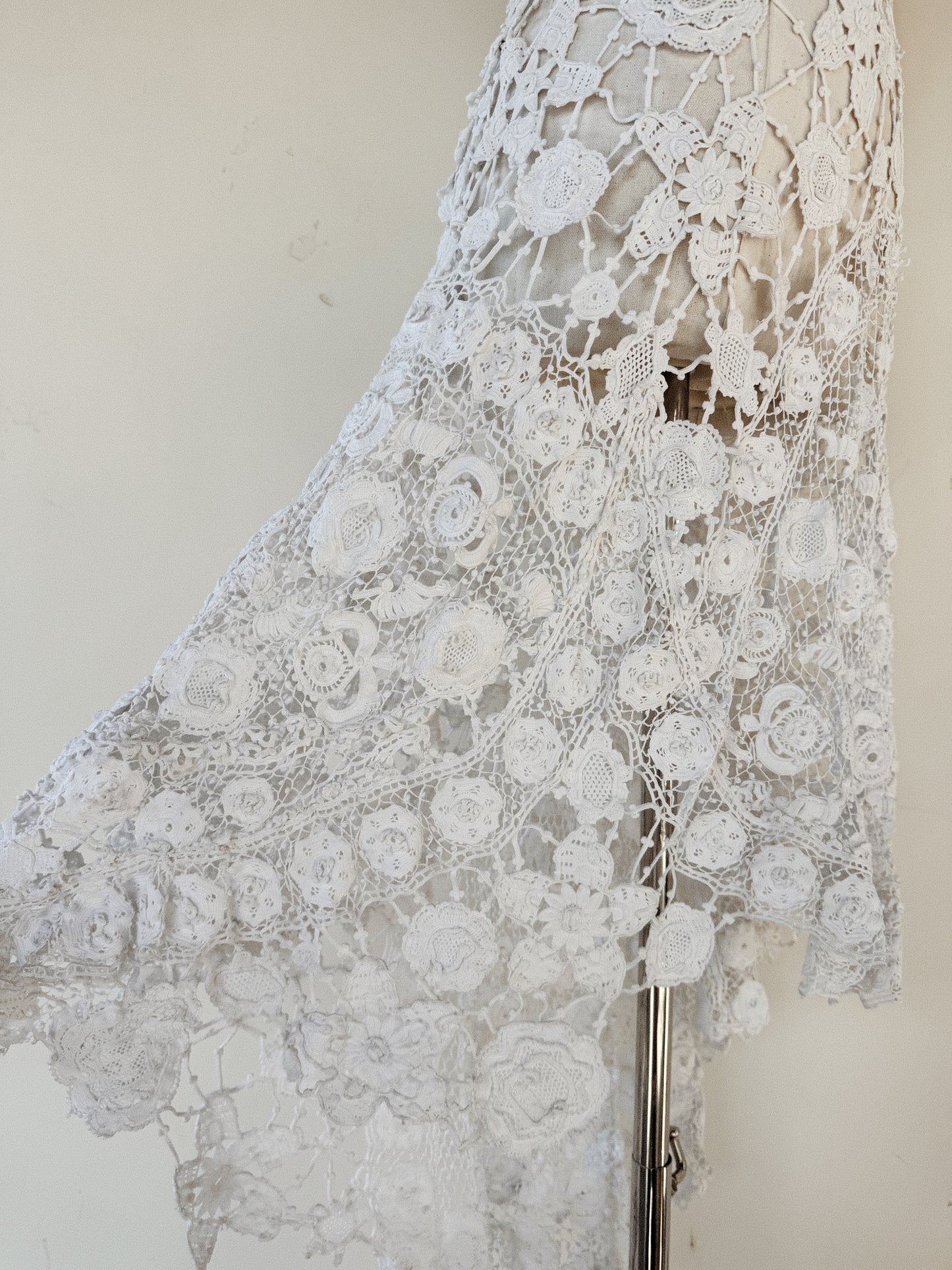 Antique Irish Crocheted High Low Dress- XS-S