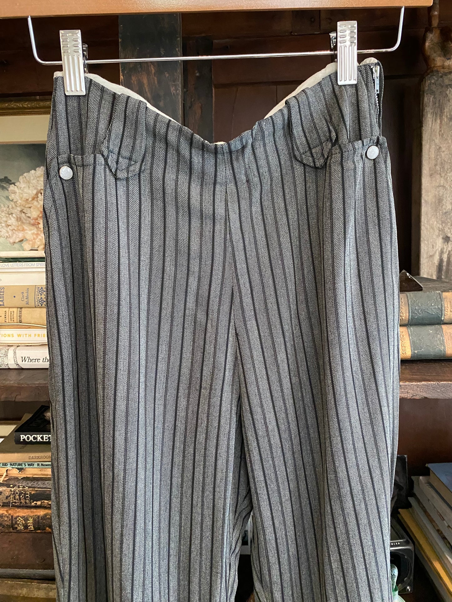 1940s Western Pinstripe Rayon Side Zip Pants- 26