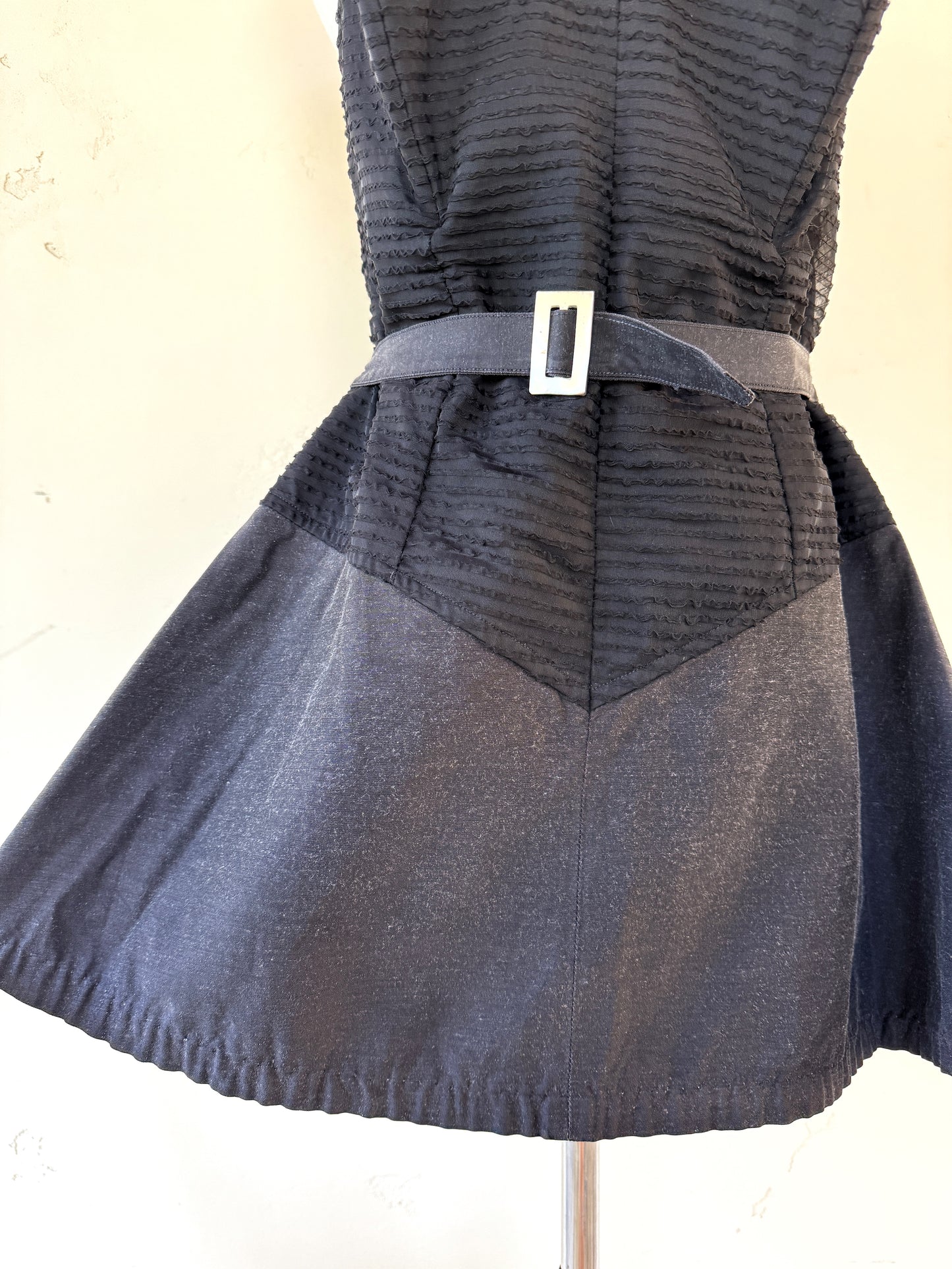 1950s Black Mini Swim Dress- 8