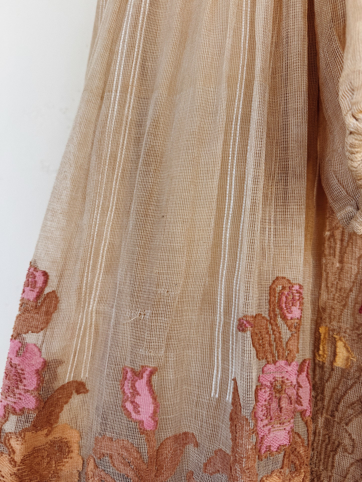 1970s Rare Catherine Buckley Lace + Iris Net Peasant Dress- XS-S