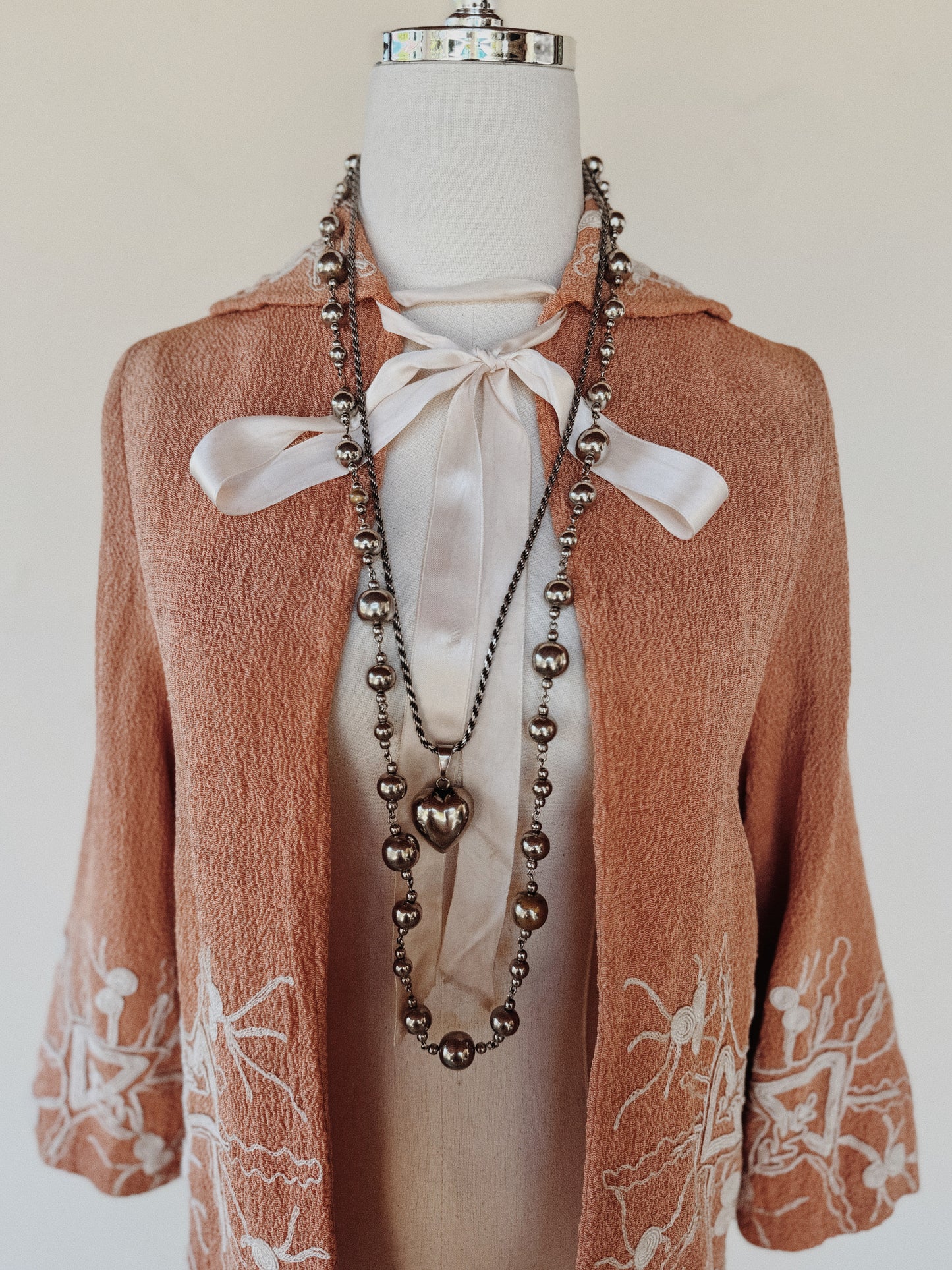 1920s Tangerine Avant Garde Soutache Crepe Jacket- S/M