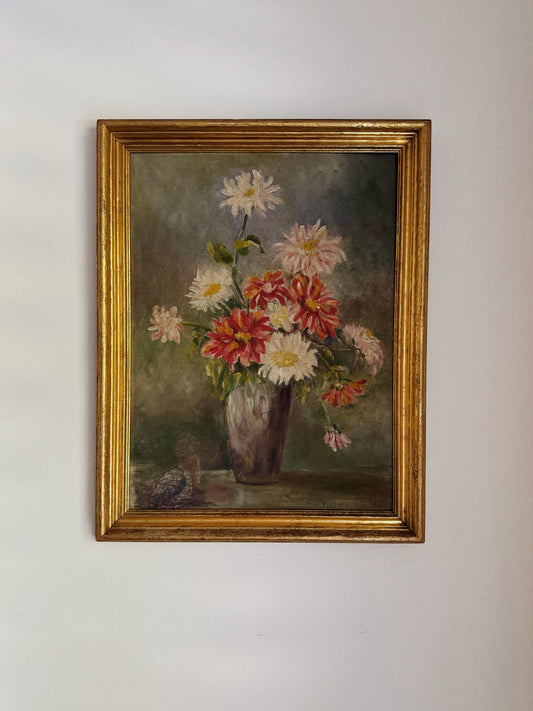 1940s Floral Still Life in Gilt Frame- 14 x 18”