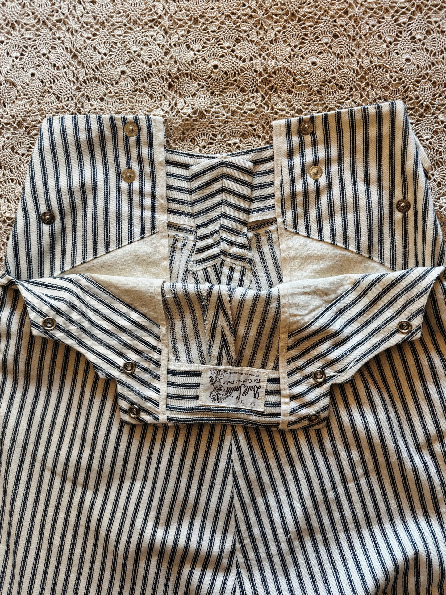 1940s/50s Ticking Stripe Deadstock Pearl Snap Western Skirt- XS/S