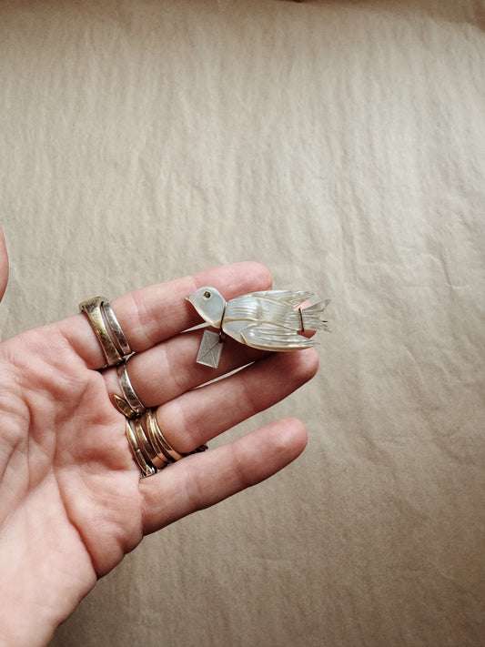 1940s Swallow Mother of Pearl Brooch