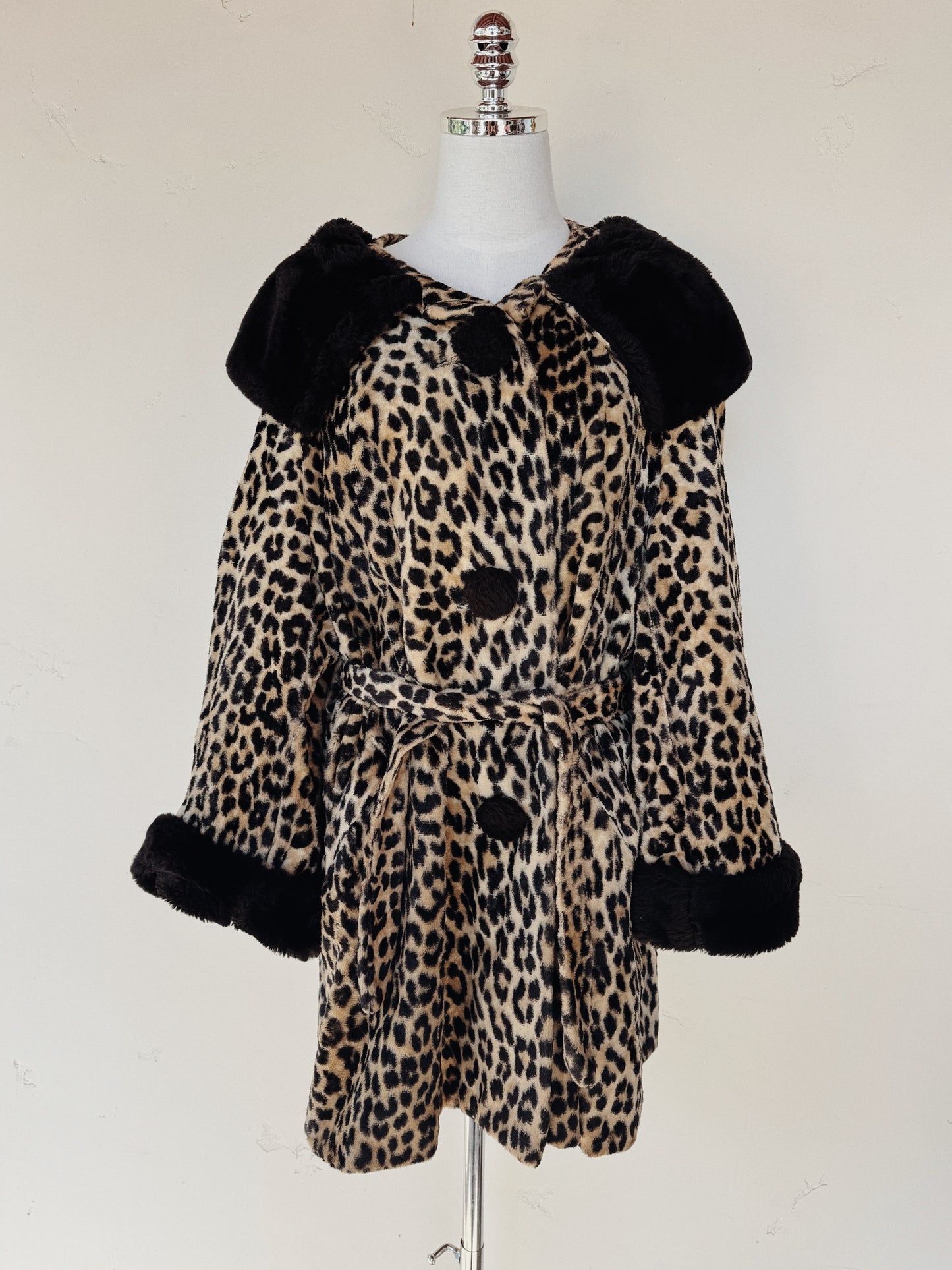 1960s Leopard Faux Fur Coat