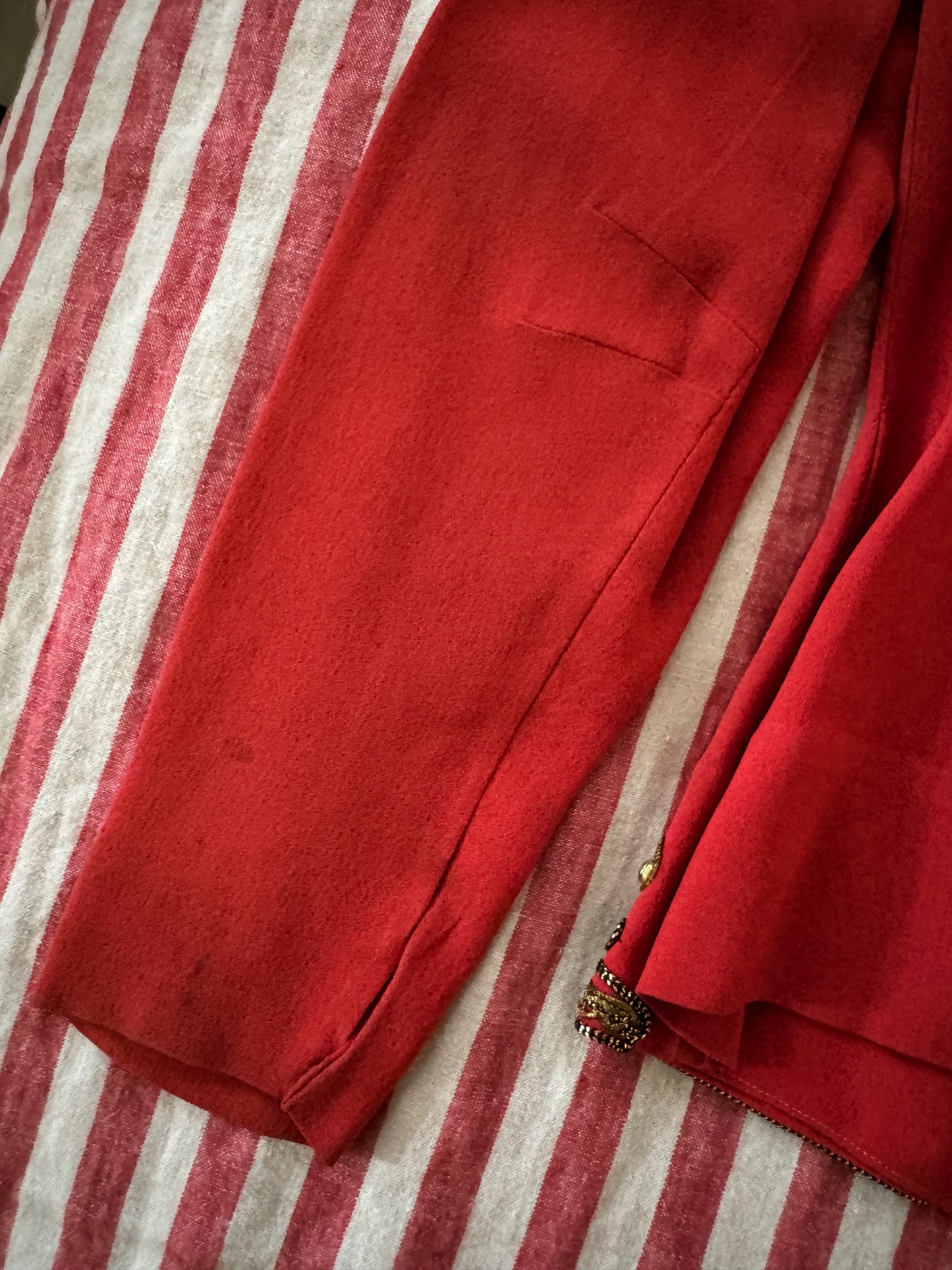 1930s Heavily Studded Muted Red Jacket w/ Gold Bullion- S/M-M