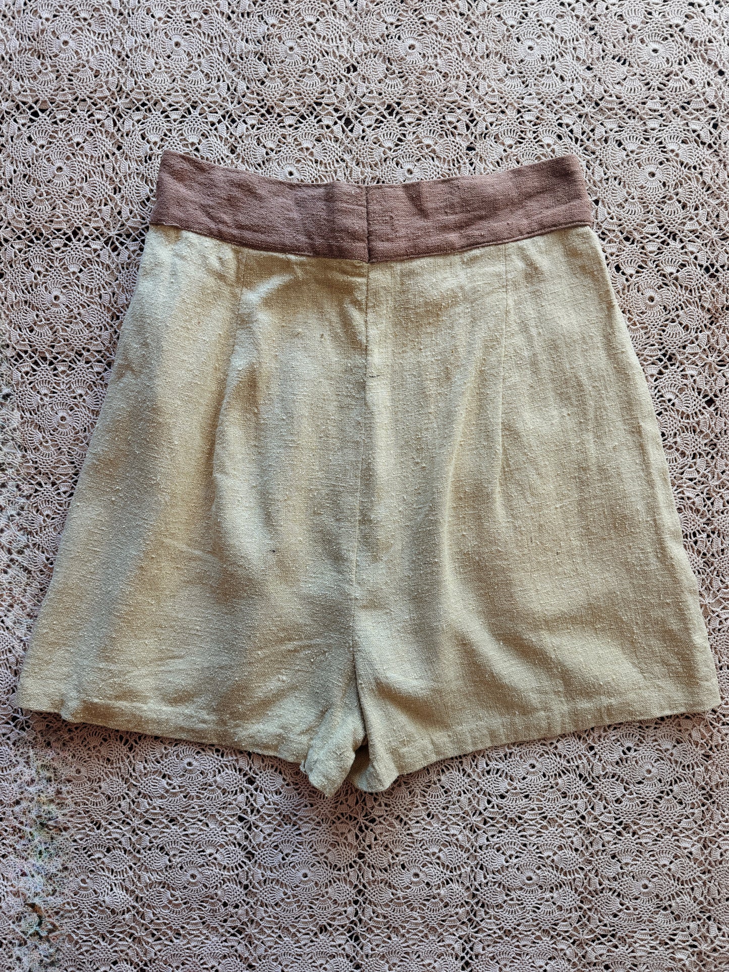 1940s/50s Chocolate + Pistachio Slub Linen Play Set- S-S/M