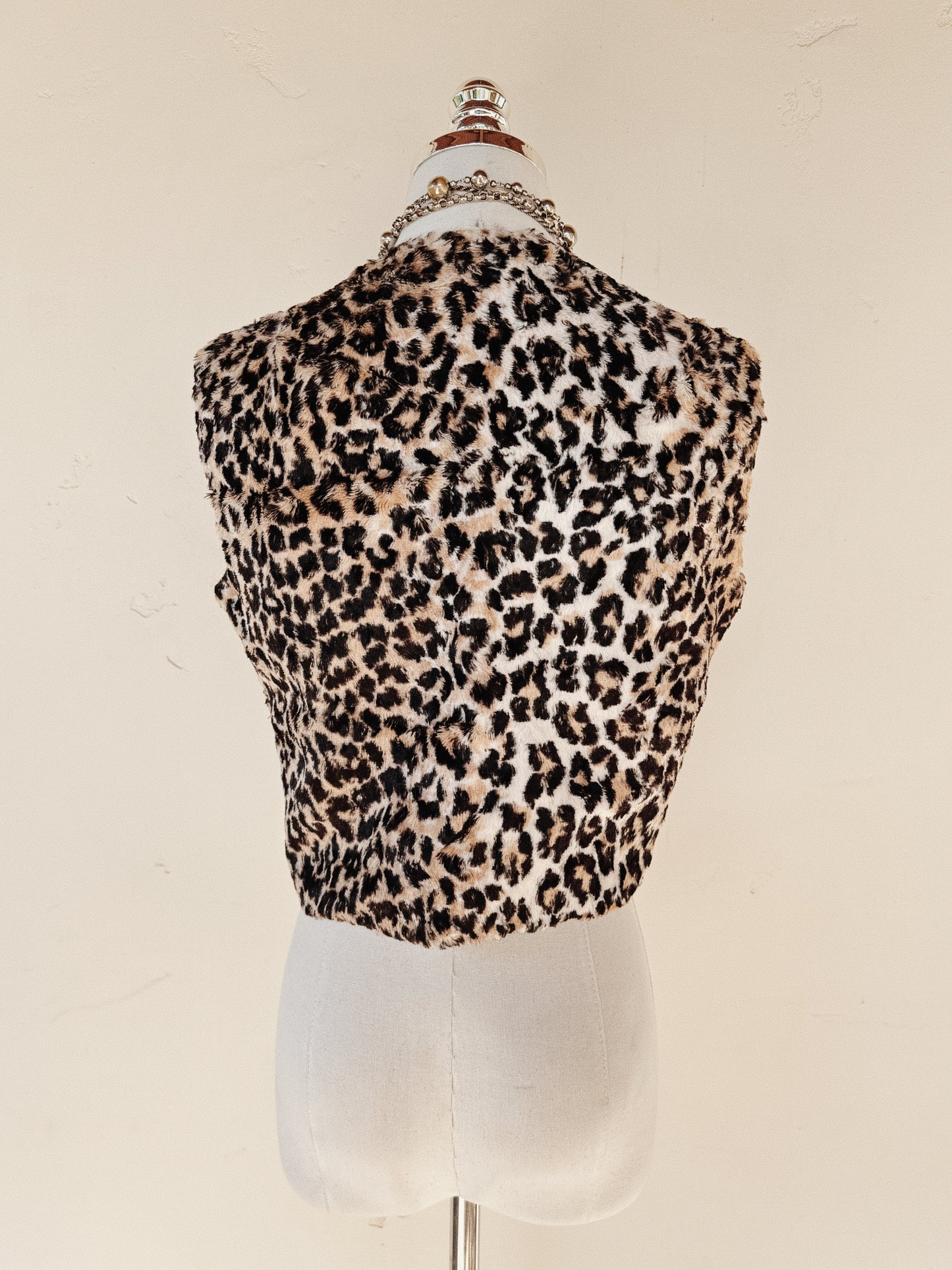 1960s Leopard Faux Fur Cropped Waistcoat Vest- S/M-M