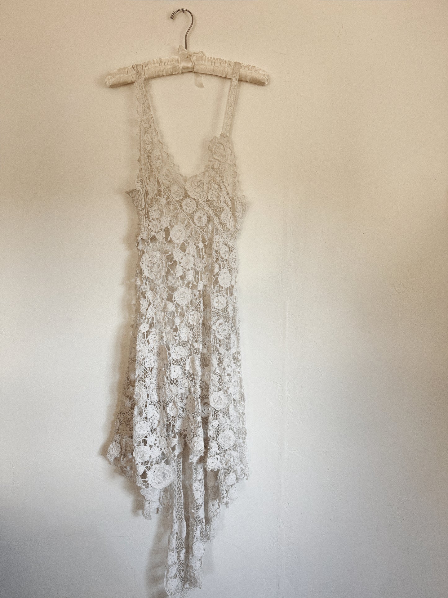 Antique Irish Crocheted High Low Dress- XS-S