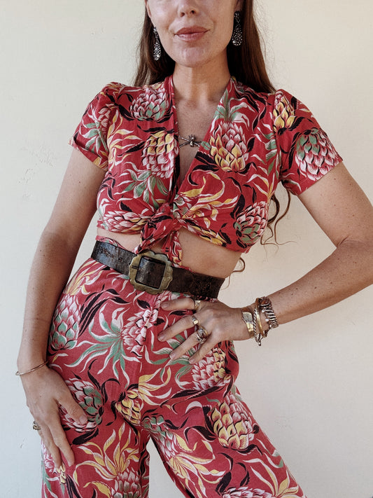 1940s Rare Hawaiian Resort Pant Set- M