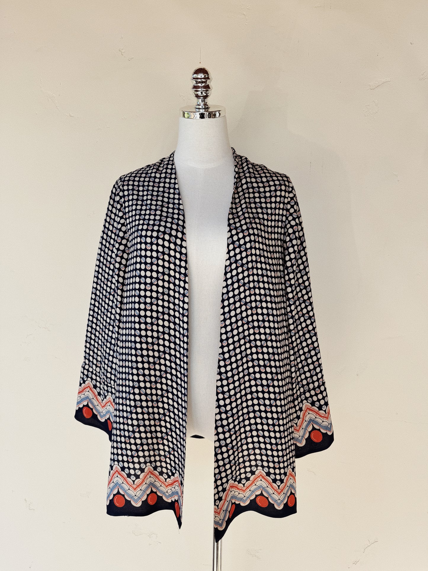 1920s Art Deco Abstract Printed Rayon Crepe Jacket- S-M