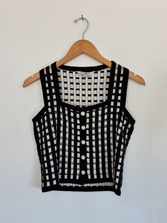 1950s Bill Atkinson Black + White Cage Top- S