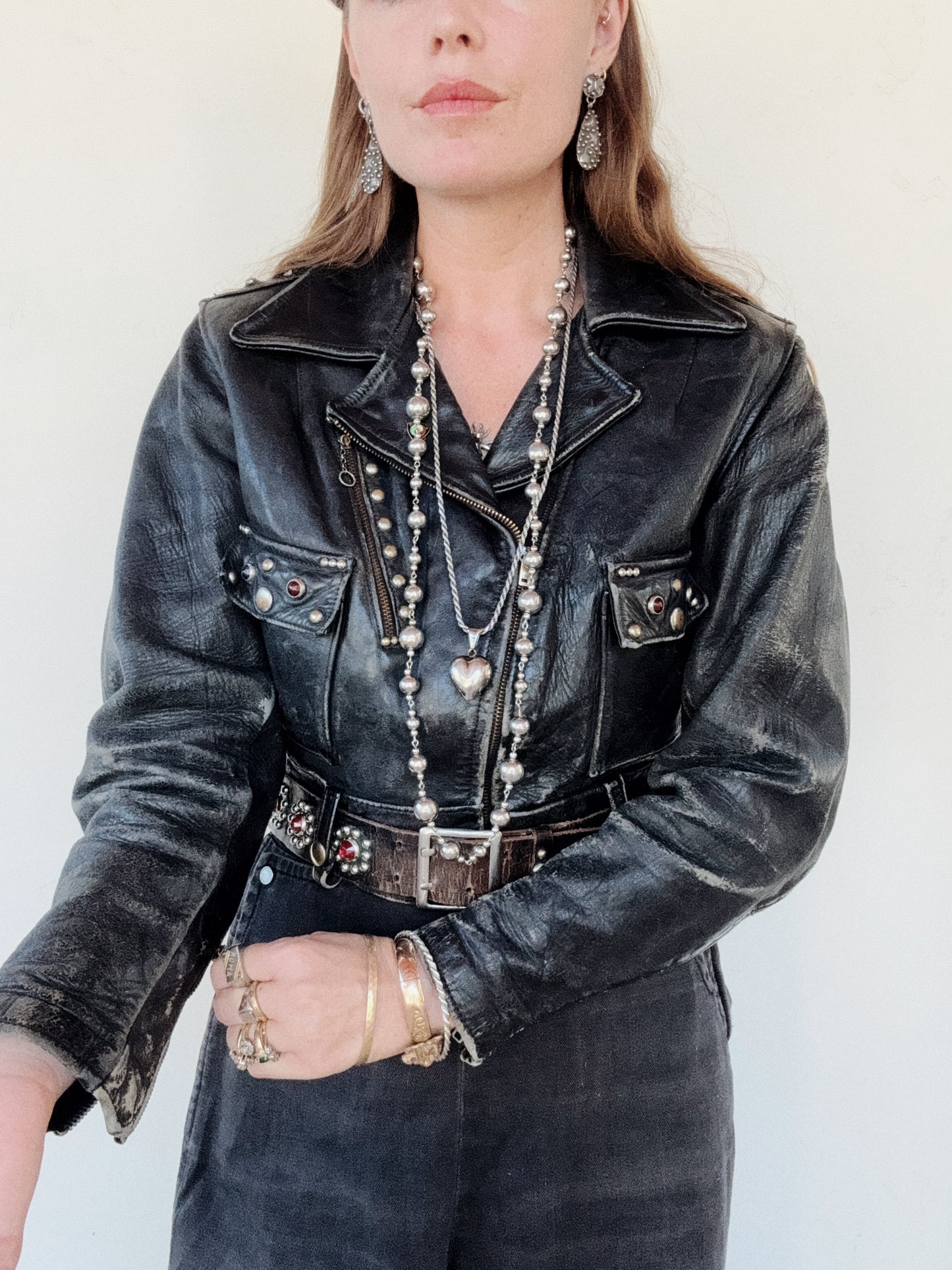 1947 Rare Embellished Harley Davidson Cycle Queen Moto Jacket- S/M