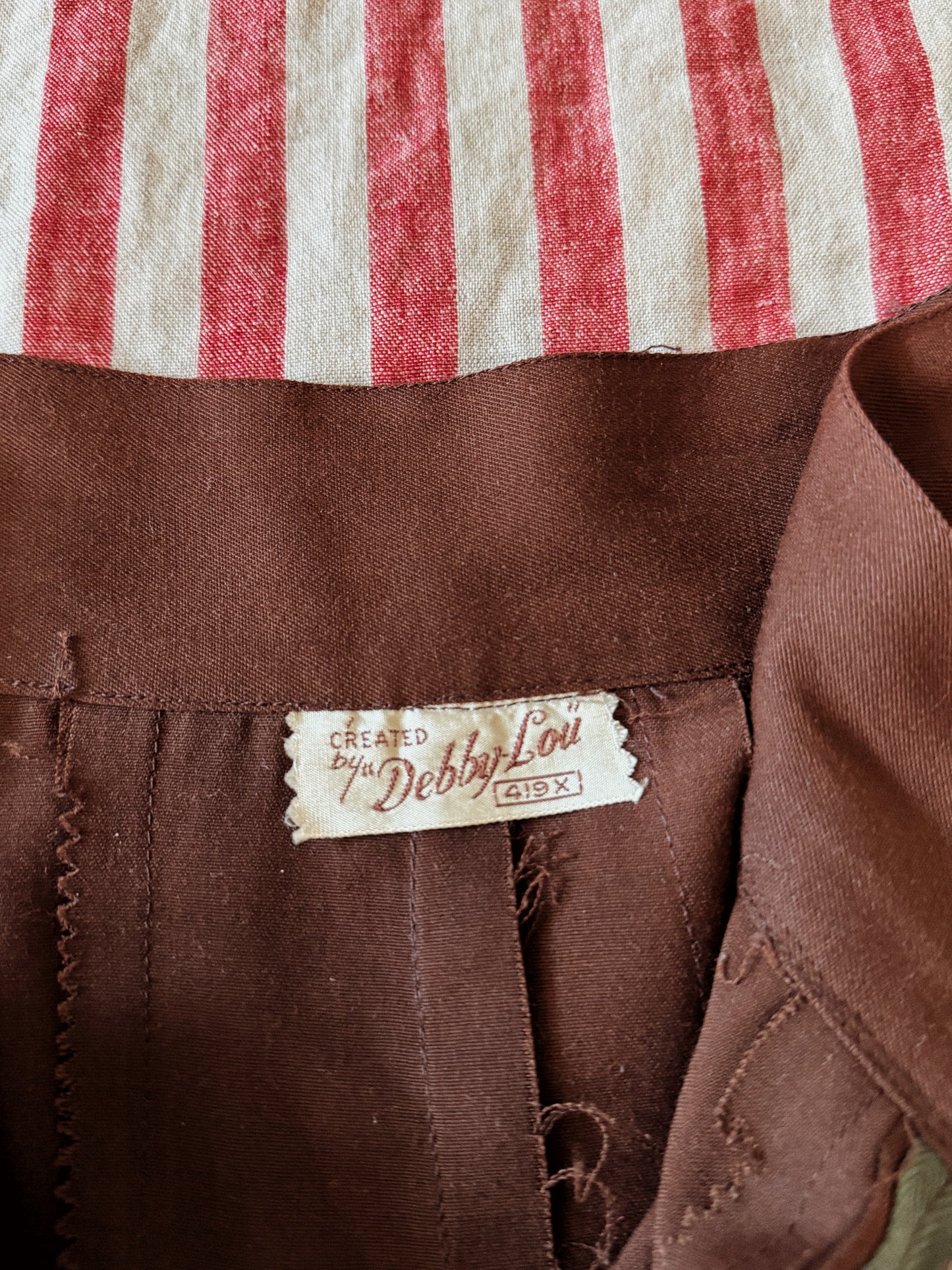 1940s Brown Rayon Gabardine Split Skirt Culotte Pants- S/M