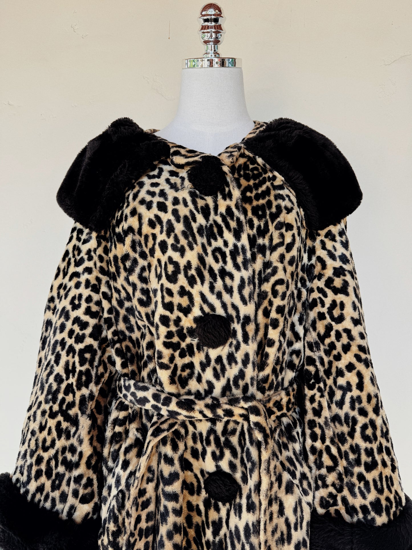 1960s Leopard Faux Fur Coat
