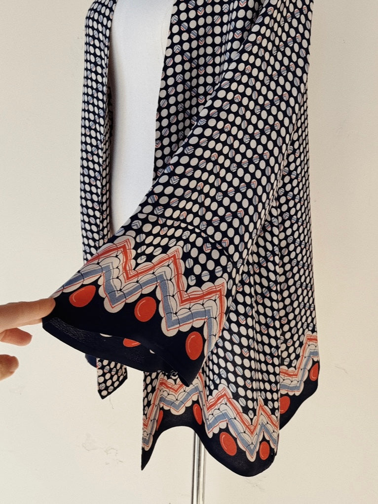 1920s Art Deco Abstract Printed Rayon Crepe Jacket- S-M