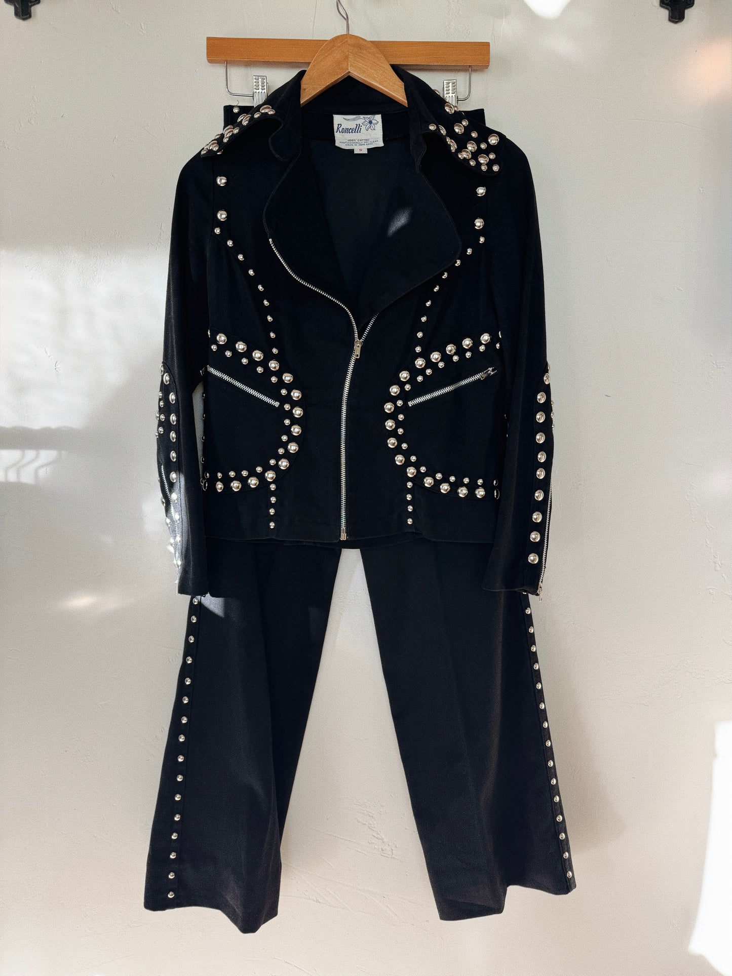 1970s Black Roncelli Studded Pant Set- S/M