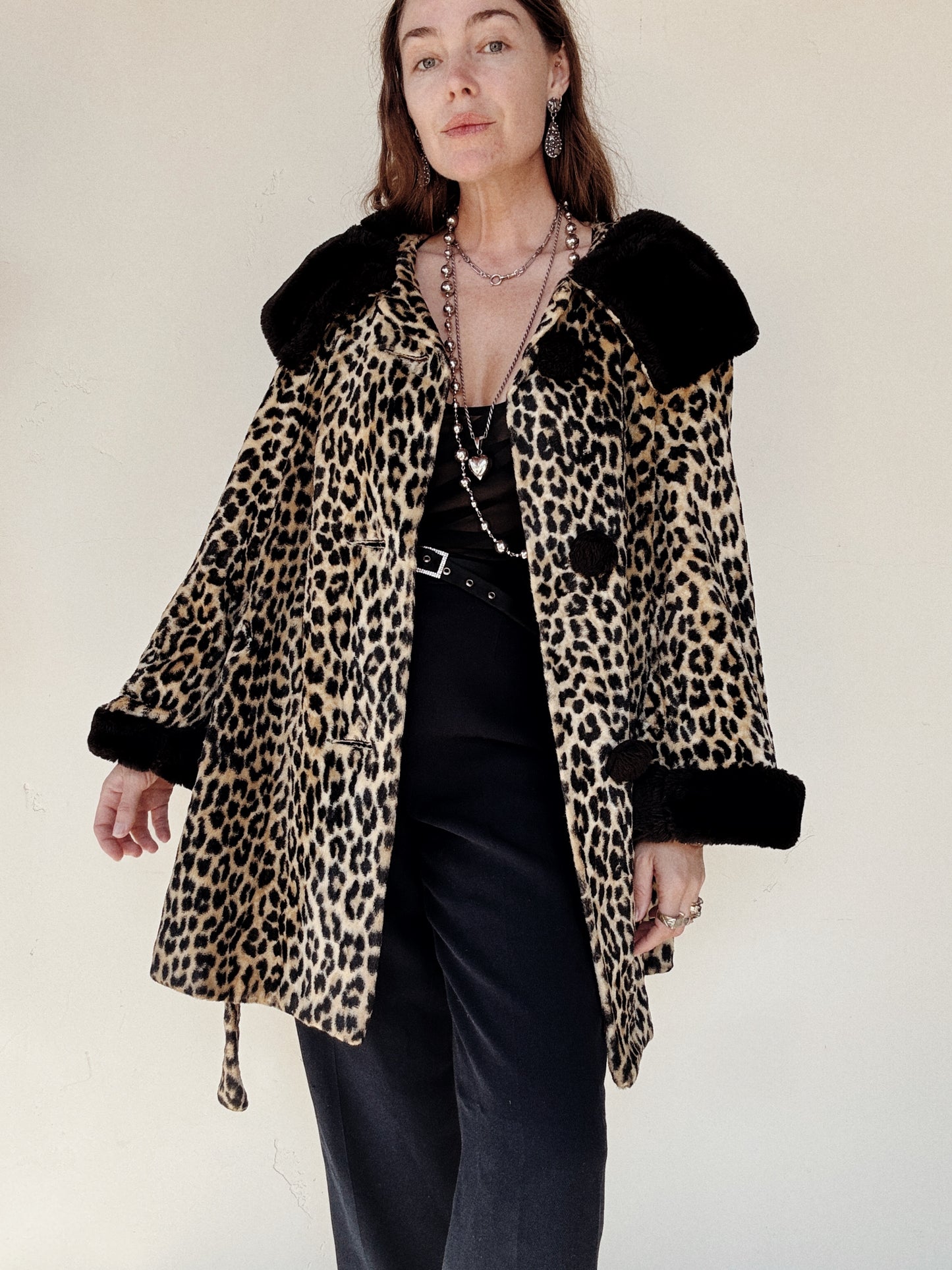 1960s Leopard Faux Fur Coat