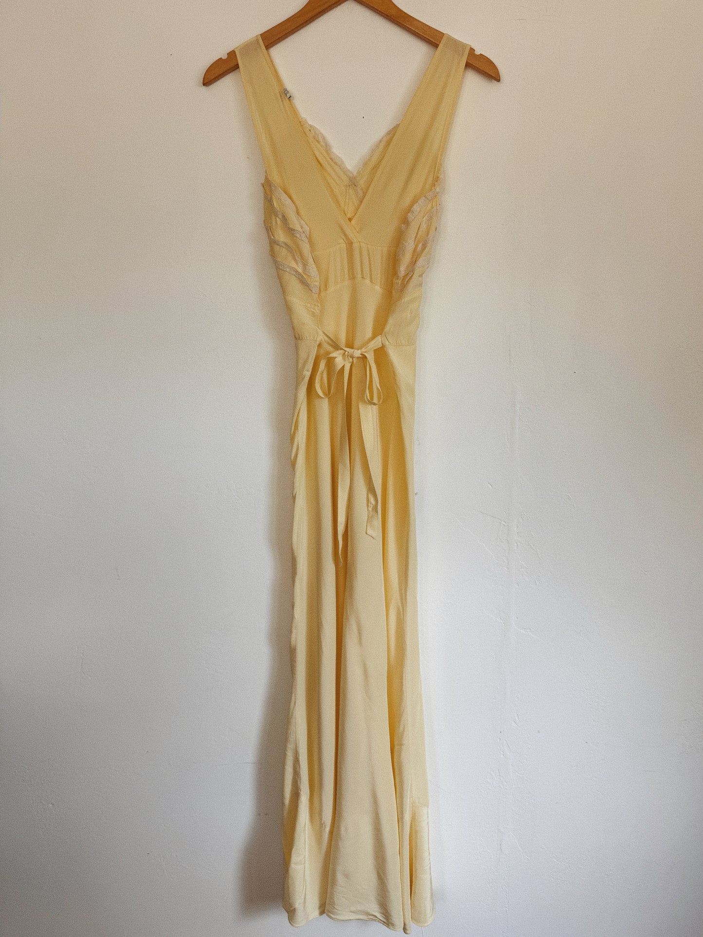 1940s Lemonade Ruffle Rayon Slip Dress w/ Rosettes- S/M