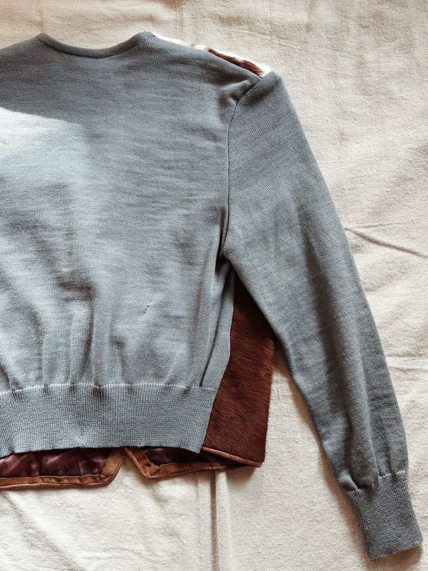 1930s Cowhide Slate Knit Cropped Cardigan- M/L