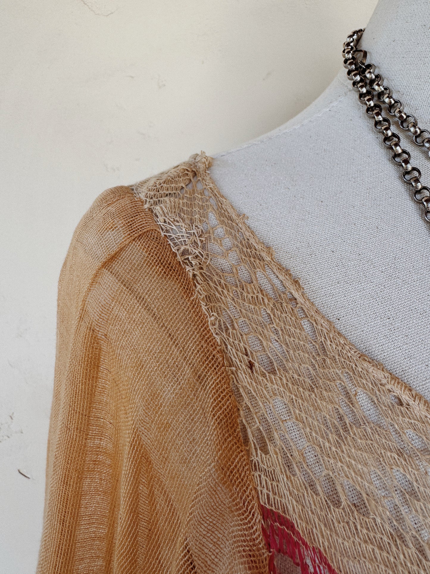 1970s Rare Catherine Buckley Lace + Iris Net Peasant Dress- XS-S