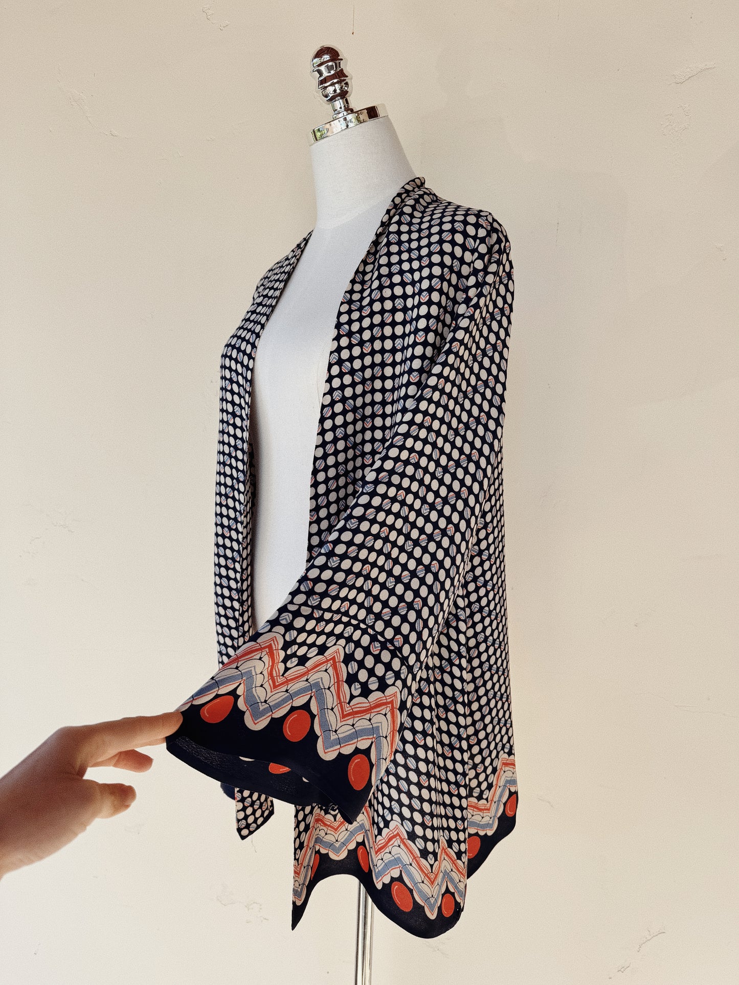 1920s Art Deco Abstract Printed Rayon Crepe Jacket- S-M