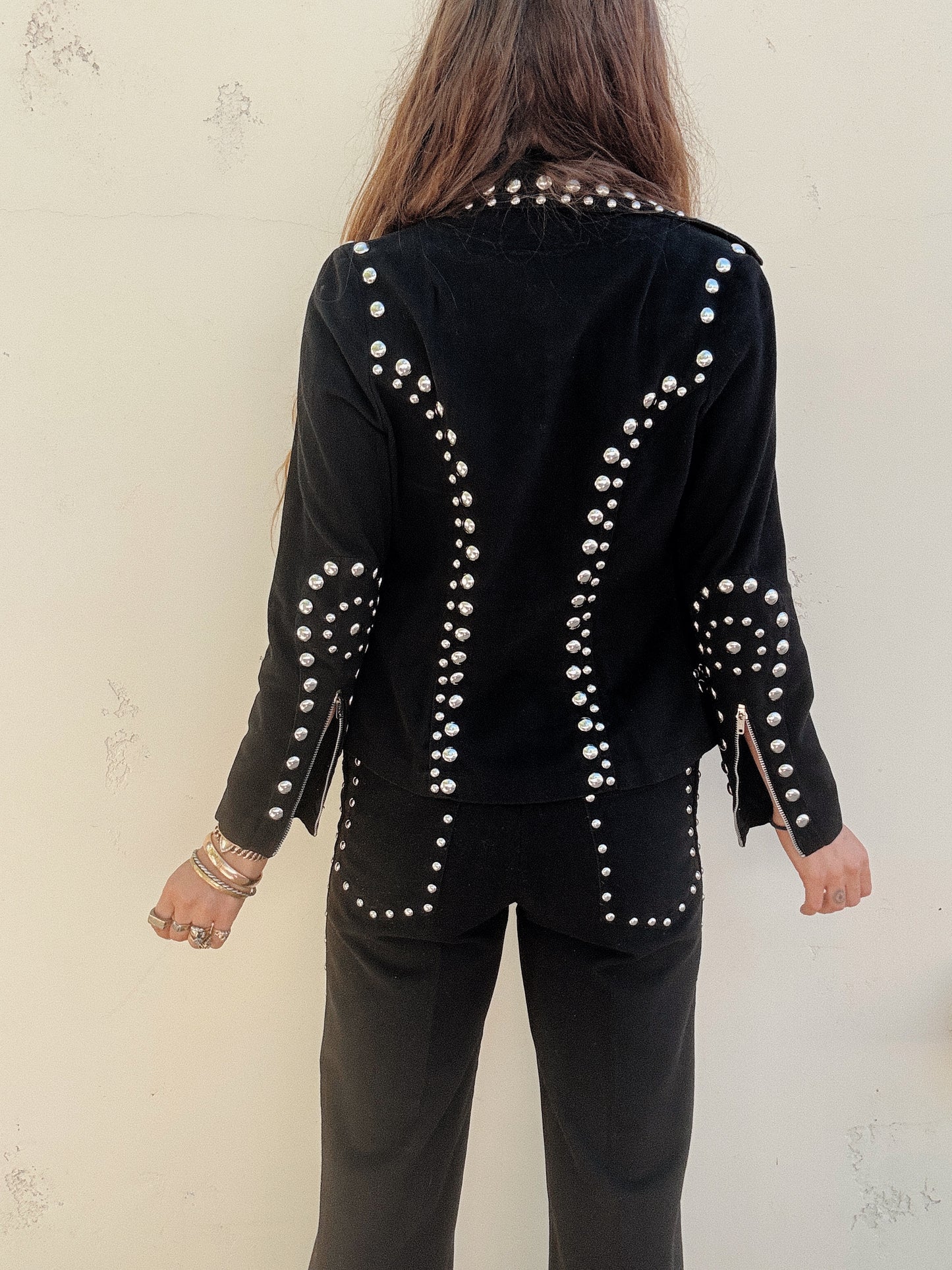1970s Black Roncelli Studded Pant Set- S/M