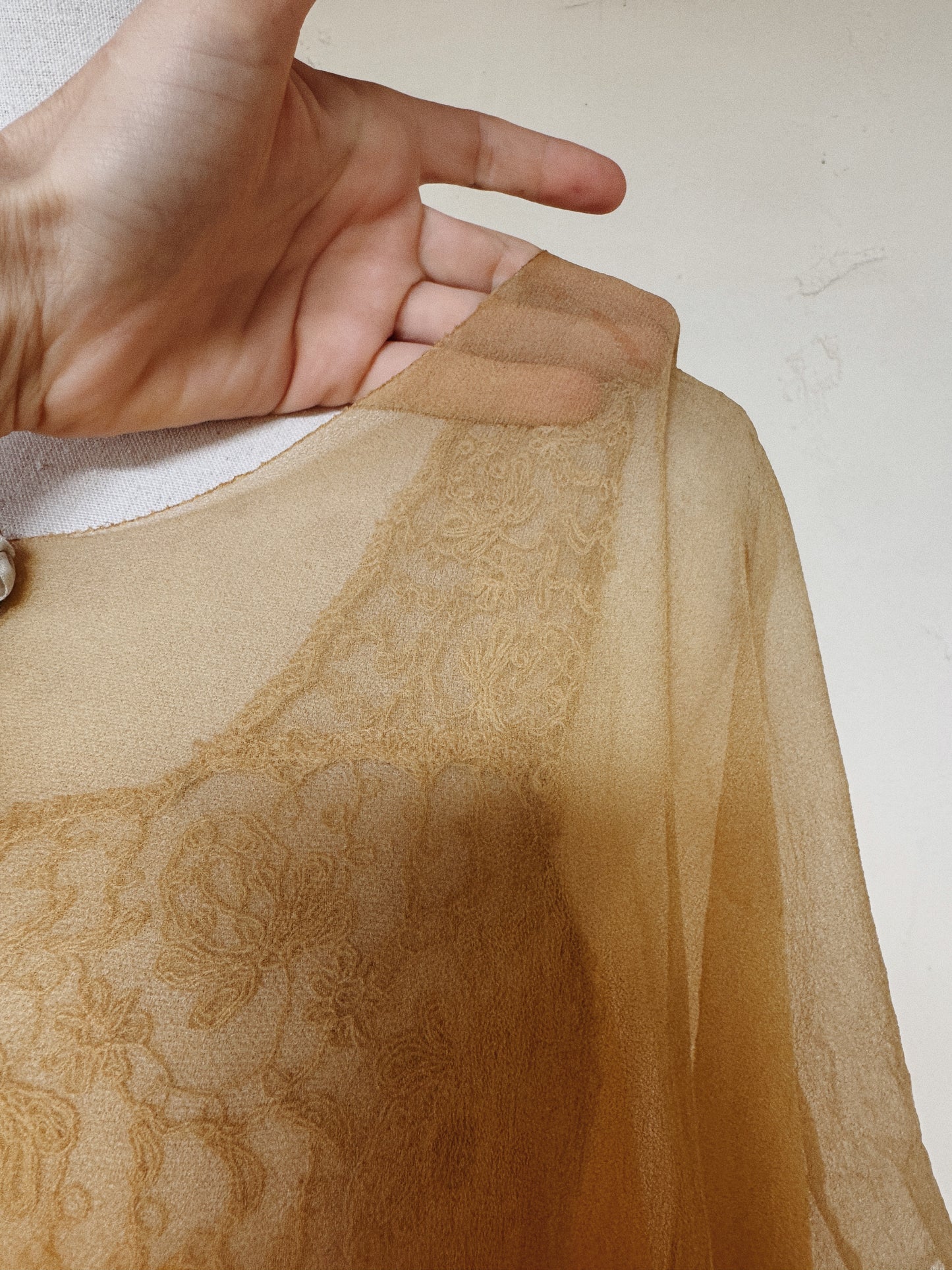 1920s Radiant Orange Ombré Silk Chiffon Ensemble- S/M