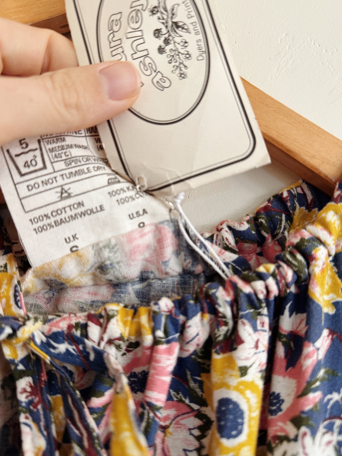 1970s Laura Ashley Rustic Blue Cotton Floral Dress- M/L