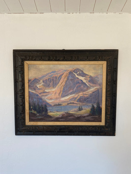 1940s Purple Mountain Range American Landscape Painting- 23x27”