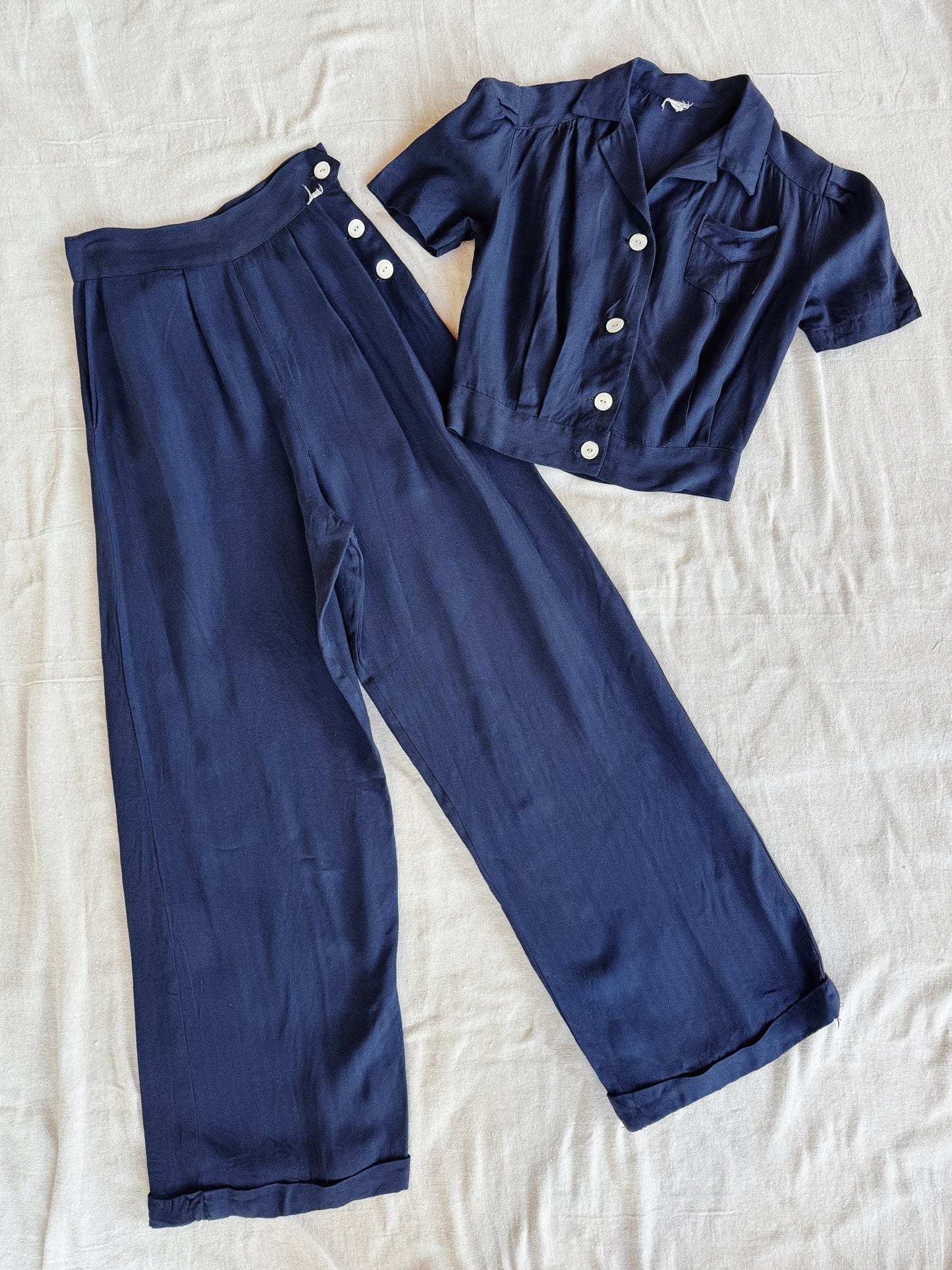 1930s/40s Herringbone Twill Women’s Sportswear Pant Set- S