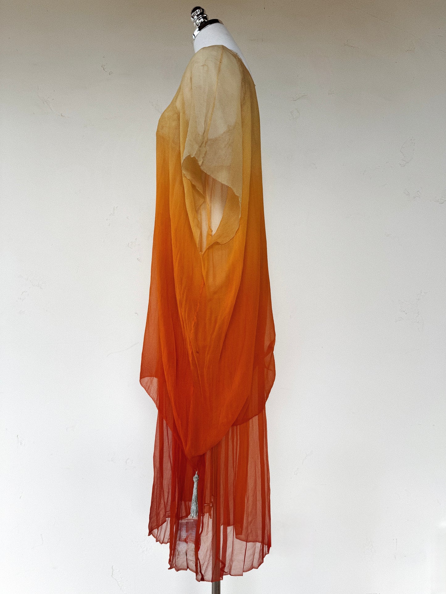 1920s Radiant Orange Ombré Silk Chiffon Ensemble- S/M